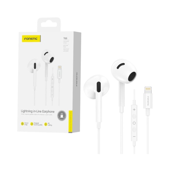 Auscultadores Foneng T66 Half in Ear Lightning 1,2m Branco